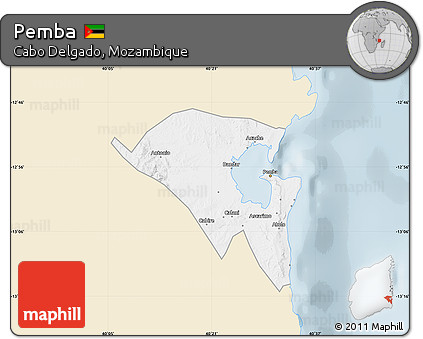 Classic Style Map of Pemba, single color outside