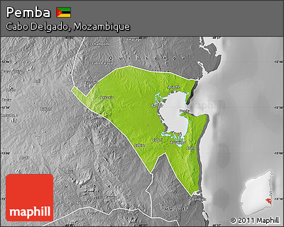 Physical Map of Pemba, desaturated