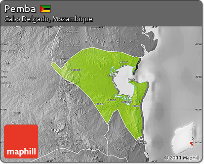 Physical Map of Pemba, desaturated