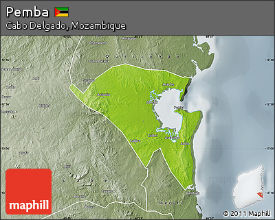 Physical Map of Pemba, semi-desaturated