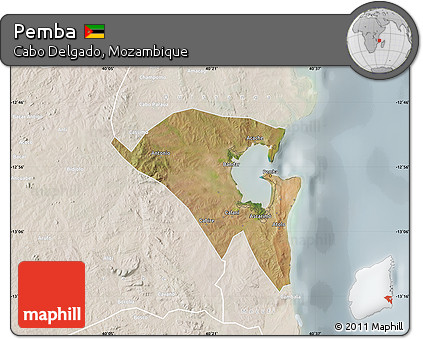 Satellite Map of Pemba, lighten