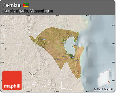 Satellite Map of Pemba, lighten