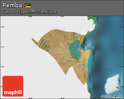 Satellite Map of Pemba, single color outside