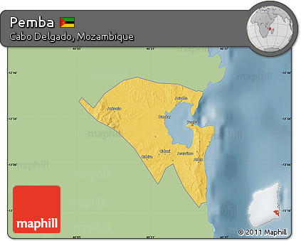 Savanna Style Map of Pemba, single color outside