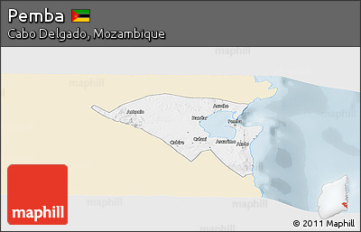 Classic Style Panoramic Map of Pemba, single color outside