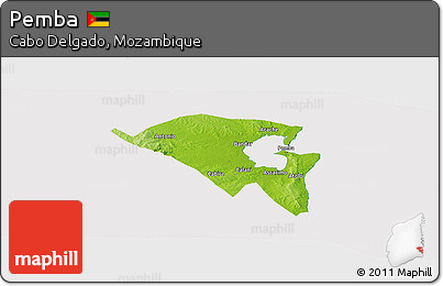 Physical Panoramic Map of Pemba, cropped outside