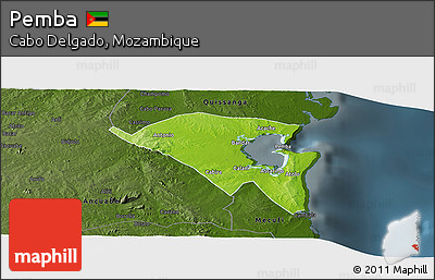 Physical Panoramic Map of Pemba, darken