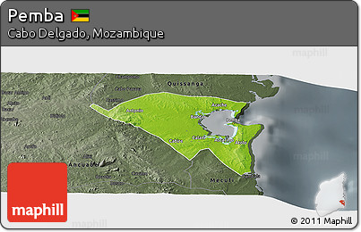 Physical Panoramic Map of Pemba, darken, semi-desaturated