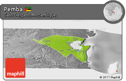 Physical Panoramic Map of Pemba, desaturated