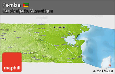 Physical Panoramic Map of Pemba