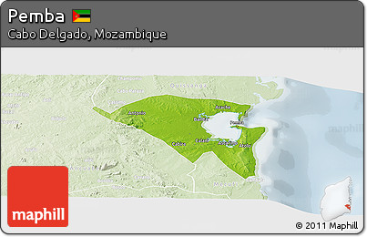 Physical Panoramic Map of Pemba, lighten