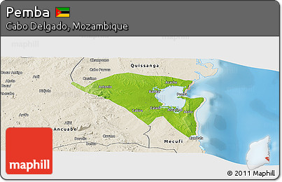 Physical Panoramic Map of Pemba, shaded relief outside