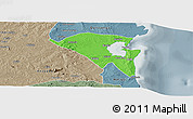 Political Panoramic Map of Pemba, semi-desaturated