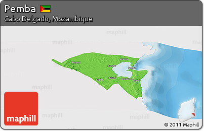 Political Panoramic Map of Pemba, single color outside
