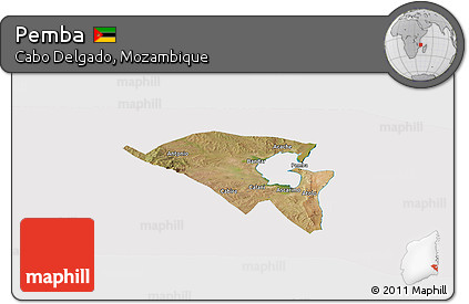 Satellite Panoramic Map of Pemba, cropped outside