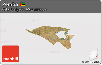 Satellite Panoramic Map of Pemba, cropped outside