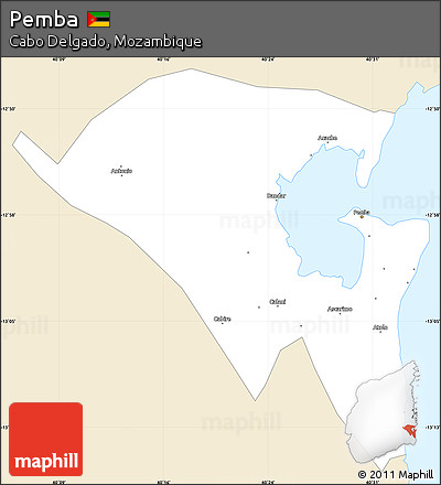 Classic Style Simple Map of Pemba, single color outside
