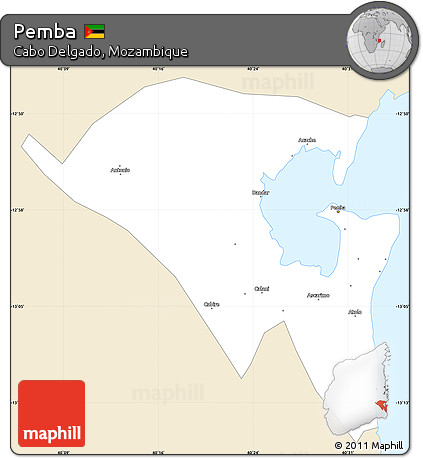 Classic Style Simple Map of Pemba, single color outside