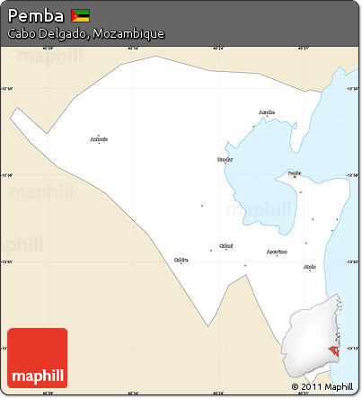 Classic Style Simple Map of Pemba, single color outside