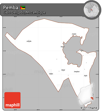 Gray Simple Map of Pemba, cropped outside