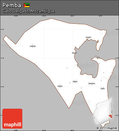 Gray Simple Map of Pemba, cropped outside