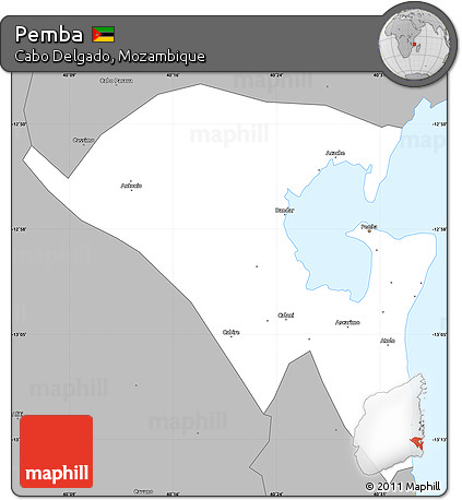 Gray Simple Map of Pemba