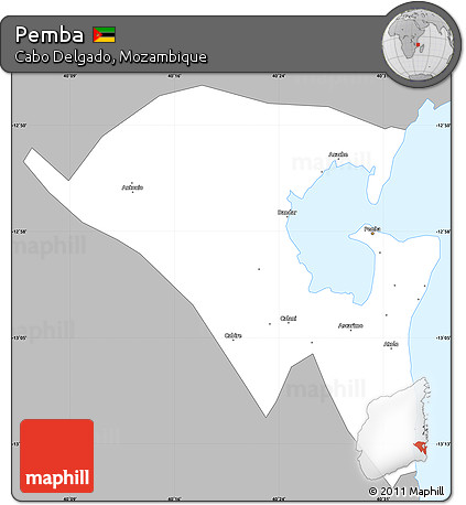 Gray Simple Map of Pemba, single color outside