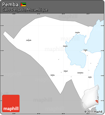 Gray Simple Map of Pemba, single color outside