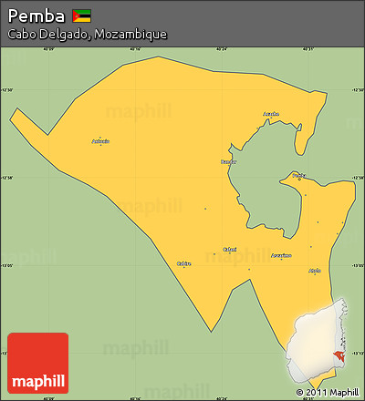 Savanna Style Simple Map of Pemba, cropped outside