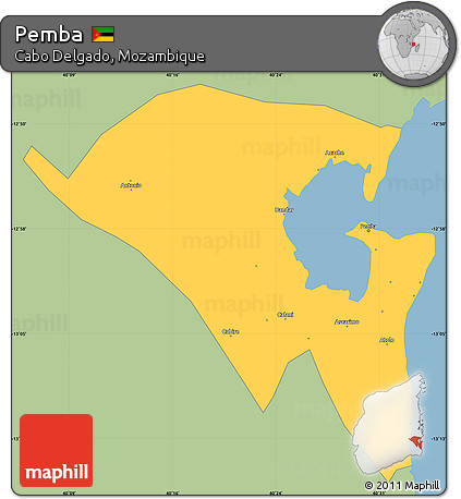 Savanna Style Simple Map of Pemba, single color outside