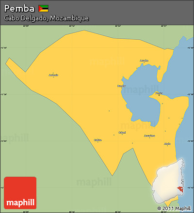 Savanna Style Simple Map of Pemba, single color outside
