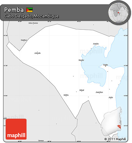 Silver Style Simple Map of Pemba