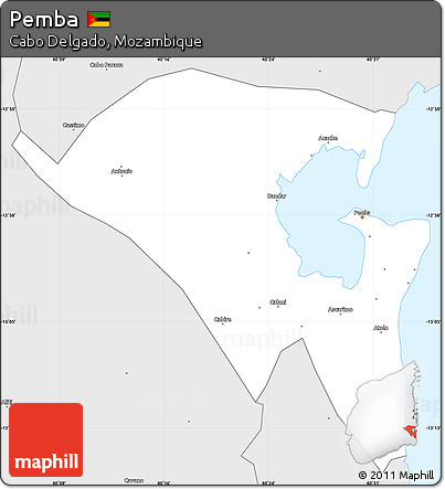 Silver Style Simple Map of Pemba