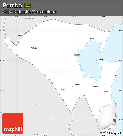 Silver Style Simple Map of Pemba