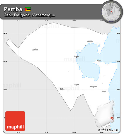 Silver Style Simple Map of Pemba, single color outside