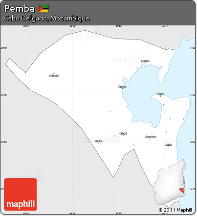 Silver Style Simple Map of Pemba, single color outside
