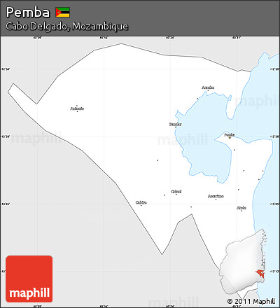 Silver Style Simple Map of Pemba, single color outside