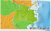 Physical 3D Map of Quissanga, political outside