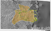Satellite 3D Map of Quissanga, desaturated