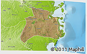 Satellite 3D Map of Quissanga, physical outside