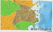 Satellite 3D Map of Quissanga, political outside