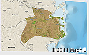 Satellite 3D Map of Quissanga, shaded relief outside