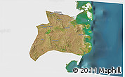 Satellite 3D Map of Quissanga, single color outside