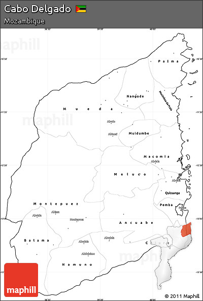 Blank Simple Map of Cabo Delgado, cropped outside
