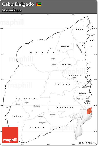 Blank Simple Map of Cabo Delgado, cropped outside