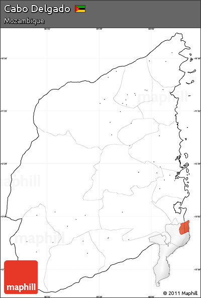 Blank Simple Map of Cabo Delgado, cropped outside, no labels