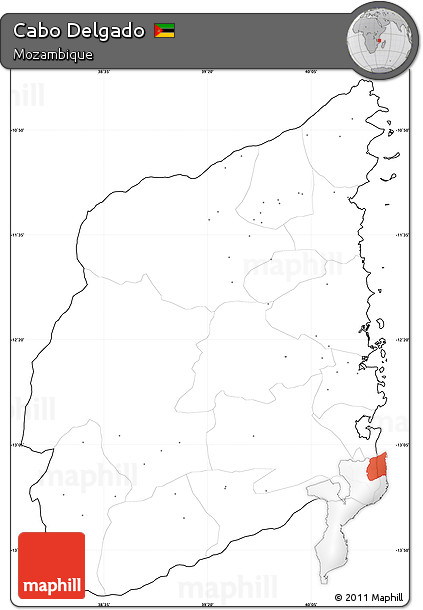 Blank Simple Map of Cabo Delgado, cropped outside, no labels