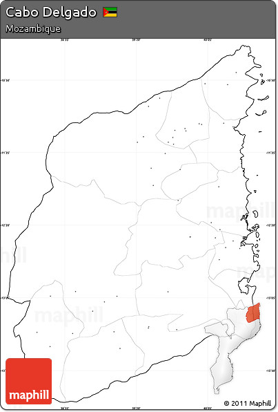 Blank Simple Map of Cabo Delgado, cropped outside, no labels