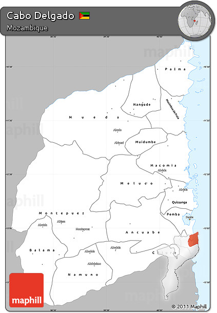 Gray Simple Map of Cabo Delgado, single color outside
