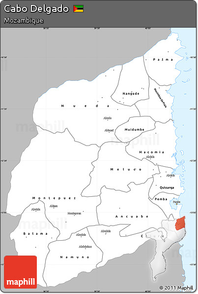 Gray Simple Map of Cabo Delgado, single color outside